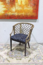 Lattice Back Accent Armchair With Upholstered Seat, 31.5'