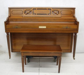 Antique Mason & Kendall Upright Kimball Piano With Matching Bench