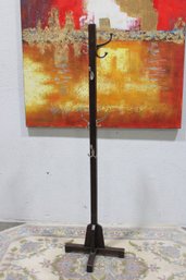 Dark Wood Coat Rack Stand With Metal Hooks, 55.5'
