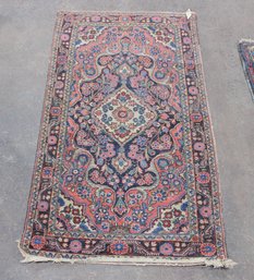 Antique Persian  Rug  4'7' X 2'3'  Floral Medallion Design ( Seerapi Or Sarouk Style )