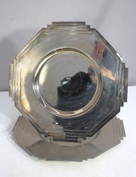 Vintage 13' X 13' Art Deco Silver-Plated Charger Plates  Set Of 2