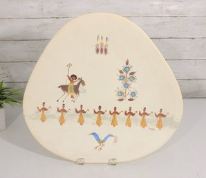 Signed Marc Bellaire Kashmir Art Pottery Plate  Native American Motif  17' X 16'
