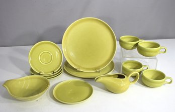 Vintage Mid-Century Modern Chartreuse Dinnerware Set  Partial Set