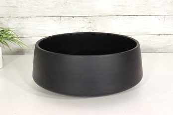 Modern Matte Black Ceramic Bowl  12' Round X 6' Tall Decorative Centerpiece