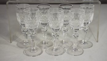 Set Of 8 Waterford Crystal Cordial Glasses  4.5 Cut Glass Stemware