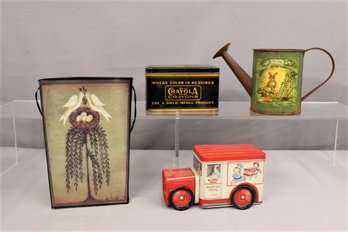 Assorted Lot -Water Can, Tin Can ,Wall Hanging Plaques Country Home Decor