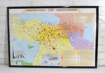 Framed Armenian Genocide Historical Map Print 28.5' X 41'  Educational Wall Display, Armenian History Poster