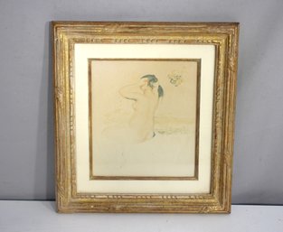 Vintage 13' X 12' Framed Nude Study  Soft Pastel Drawing