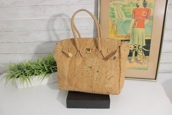 KORTICA Cork Handbag Tote  Vegan Eco-Friendly Satchel With Gold Hardware & Dust Bag