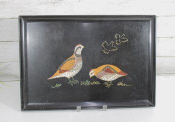 Vintage Couroc Monterey Inlay Tray  Pheasant Birds Design  12' X 18' Mid Century