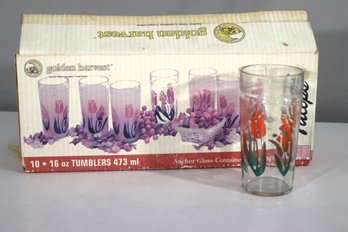 Vintage Anchor Hocking Golden Harvest Tulip Tumblers - Set Of 10 (16 Oz)