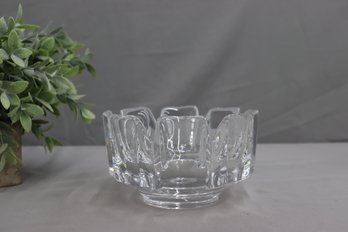 Orrefors Sweden Corona Bowl Designed By Lars Hellsten , Etch Signed