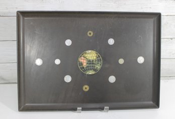 Vintage Couroc Of Monterey World Coin Inlay Tray  Globe Design  12' X 18' Mid Century