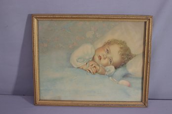 Antique Annie Benson Muller 'Heaven's Gift' Print  12' X15'