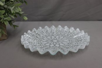 Vintage Sydenstricker-style Fused Glass Ruffled Platter