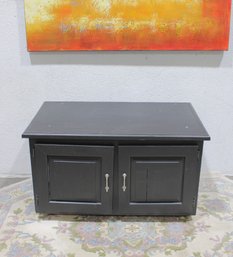 Black Painted Rolling Storage Cabinet With Double Doors, 38'