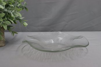 Textured Glass Wavy Edge Centerpiece Bowl