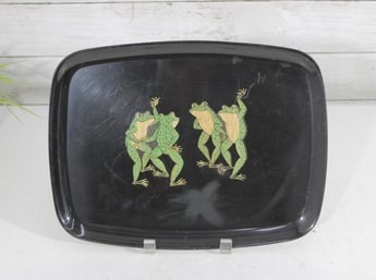 Vintage Couroc Of Monterey Tray  Dancing Frogs Anthropomorphic  Mid Century 12.5' X 9.5'