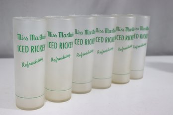 Vintage Miss Martin's Iced Rickey Frosted Glass Set  Refreshing Collectible Tumblers (Set Of 6)