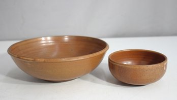 Vintage Handcrafted Pottery Bowls  9' & 4.5' Signed Studio Ceramics