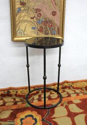 Round Mosaic-Top Accent Table With Metal Frame