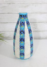 Boch Keramis Charles Catteau Art Deco Vase #898  Rosette Decor Crackle Glaze  12.5'