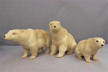 Three  Handmade Sisal White Polar Bears