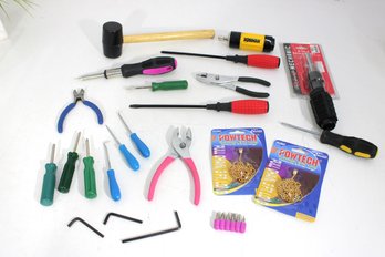 Mixed Hand Tool Lot  Pliers, Screwdrivers, Hammer, Wrenches, Bits & Hardware  DIY Bundle