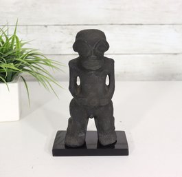 Primitive Style Stone Figure Sculpture On Base  8' Tall Tribal Art