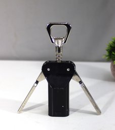 Vintage Winged Corkscrew & Bottle Opener  Black & Chrome Design