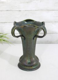 Heliosine Art Nouveau Iridescent Pottery Vase  Austrian Amphora Style  9.5'