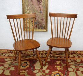 Pair Of Contemporary Spindle Back Chairs - Made In Malaysia
