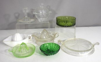 Vintage Pressed & Depression Glass Collection  Juicers, Bowls & Covered Dishes
