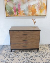 Mid-Century Modern 3-Drawer Dresser Chest  Woodgrain Formica   Clean Minimalist 30.5' X 36' X 18'