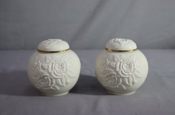 2 Lenox China Rose Blossom Ivory  Ginger Jar With Lid Made In Usa