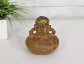 Antique Style Handcrafted Clay Figure Vessel  5' Tribal Pottery Sculpture