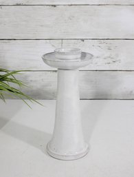 Vintage White Ceramic Chamberstick Candle Holder W/ Finger Loop  8' Tall