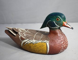 Handcrafted Wooden Duck Decoy - Detailed And Painted Wood Duck