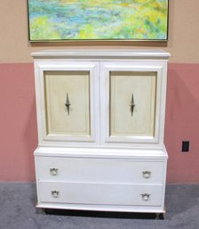 Vanleigh New York Cabinet Chest 54.5'H X 41.5'W X 20.5'D  Mid-Century Style White Storage Cabinet With Drawer