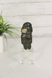 Carved Stone Figure On Lucite Stand  6' Pre-Columbian Style Sculpture