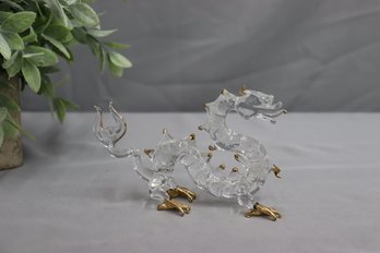 Vintage Glass Crystal Dragon Gold Feet And Detail