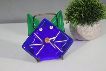 Murano Glass Cat Clock  Handcrafted Italy  Untested
