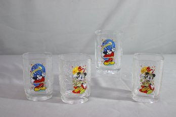 Set Of 4 Walt Disney World 2000 Animal Kingdom Mickey Mouse  Mc Donalds Promotion Glasses   5'