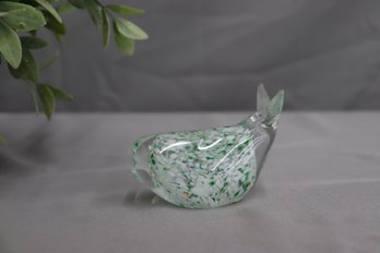Speckled Green And White Glass Figurine