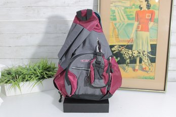 CitiSport Sling Backpack / Crossbody Pack  Gray & Burgundy  Multi-Pocket  NEW / Never Used
