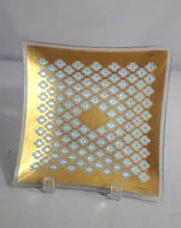 Modern Glass Tray With Gold Trim-8' X 8'