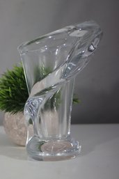 Art Vannes France Le Chatel Crystal Calla Lily Vase  Stunning Sculptural Design