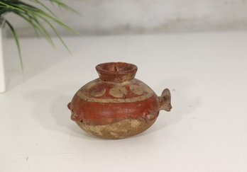Antique Pre-Columbian Style Clay Vessel  3' Handcrafted Pottery Artifact