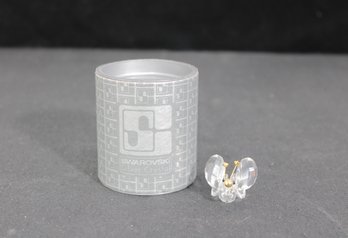 Swarovski Crystal Butterfly Figurine  Clear Faceted W/ Gold Tone Accents  W/ Box