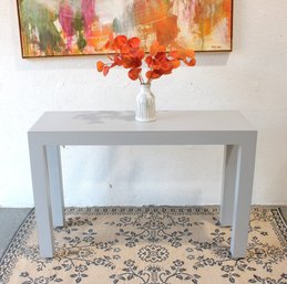 Grey Mid-Century Modern Parsons Console Table  Minimalist 48' X 31.75' X 18'